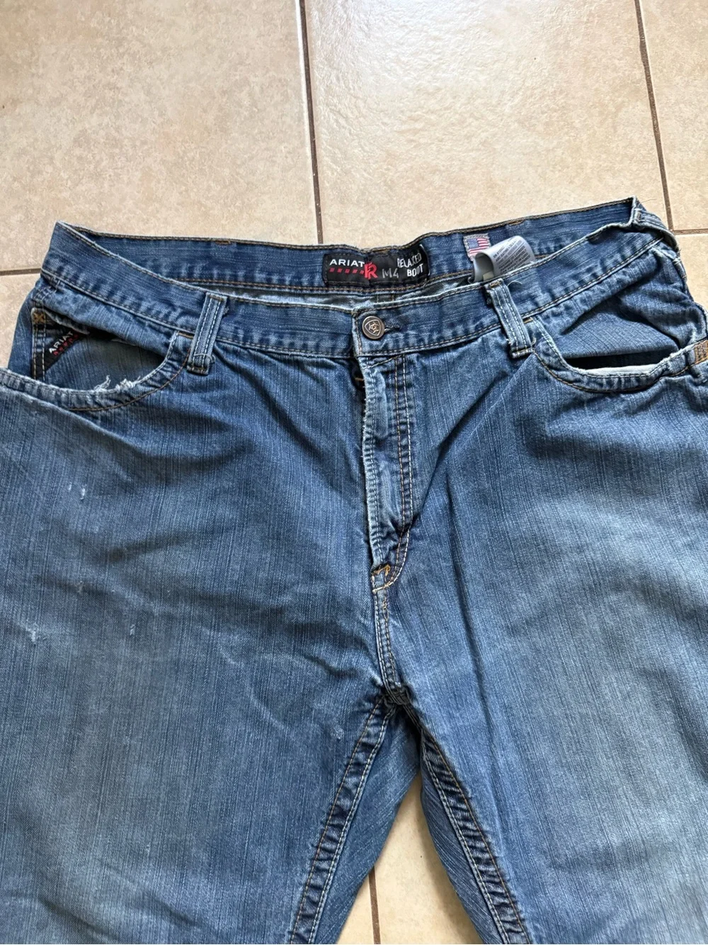 Ariat Mens M4 Flame Resistant Bootcut Cotton Work Jeans Blue 42/32